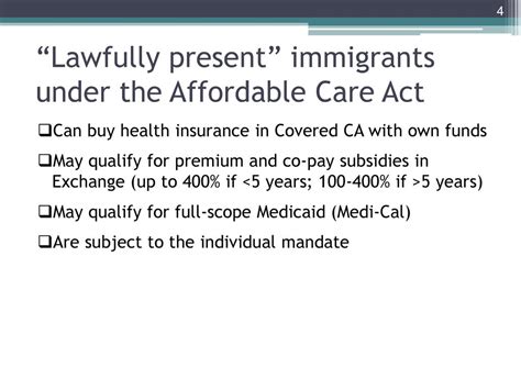 Health coverage for lawfully present immigrants .